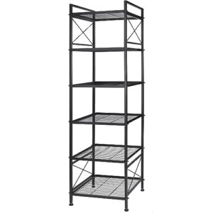 yohkoh 6 tier metal closet storage rack shelves,standing storage shelf units for laundry bathroom kitchen pantry closet(black,17.0l x 12.9w x 64.9h)