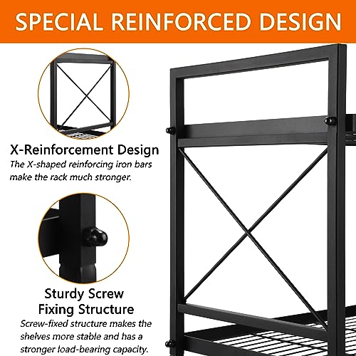 YOHKOH 6 Tier Metal Closet Storage Rack Shelves,Standing Storage Shelf Units for Laundry Bathroom Kitchen Pantry Closet(Black,17.0L x 12.9W x 64.9H)