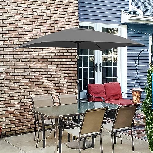 AMMSUN 6.5 x 4.5ft Rectangular Patio Umbrella Outdoor Table Umbrella Steel Pole and Fiberglass Ribs, Grey