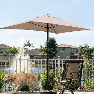 ammsun 6.5 x 4.5ft rectangular patio umbrella outdoor table umbrella steel pole and fiberglass ribs, beige