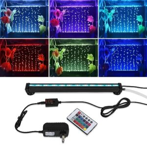 szminiled submersible aquarium light, fish tank light with air bubble hole, rgb color changing brightness adjustable ip68 waterproof remote control led light for aquarium fish tank