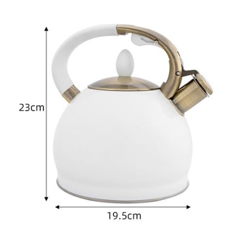 Teapot for Stovetop 3.5L Whistling Kettle Electroplating Bronze Handle Whistling Kettle For Gas Stove Universal Teapot Kettle Heat Water Tea Kettle (Color : Red, Size : 3.5L)