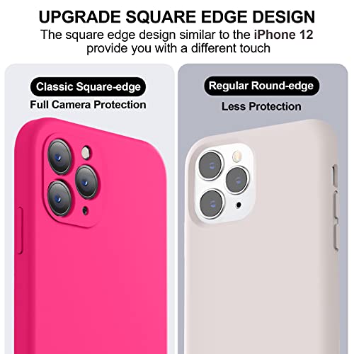 Vooii Compatible with iPhone 11 Pro Case, Upgraded Liquid Silicone with [Square Edges] [Camera Protection] [Soft Anti-Scratch Microfiber Lining] Phone Case for iPhone 11 Pro 5.8 inch - Hot Pink