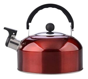 teapot for stovetop 3l stainless steel whistling kettle with handle large capacity tea kettle simple solid color water kettle heat water tea kettle (color : red, size : 18.5 * 19cm)