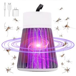 bug zapper electric uv insect catcher killer for flies fly trap lamp mosquitoes,gnats & other small to large flying pests for home, kitchen,garden,patio,camping & more with plug (white)