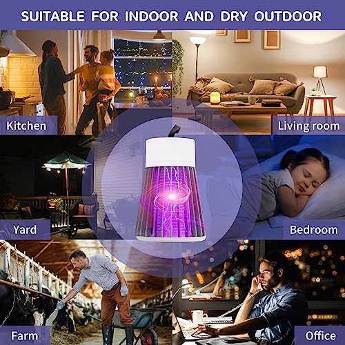 Bug Zapper Electric UV Insect Catcher Killer for Flies Fly Trap Lamp Mosquitoes,Gnats & Other Small to Large Flying Pests for Home, Kitchen,Garden,Patio,Camping & More with Plug (White)