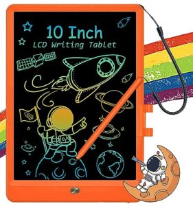 lcd writing tablet for kids, 10 inch electronic doodle board drawing tablet, erasable reusable colorful drawing pads, educational and learning toy gifts for 3 4 5 6 7 8 years old girls boys (orange)