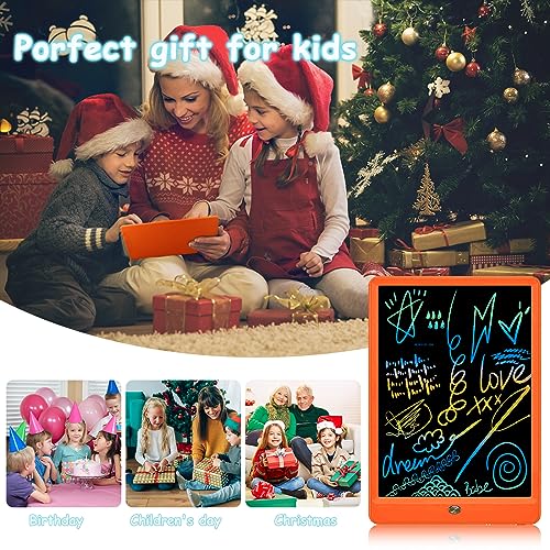 LCD Writing Tablet for Kids, 10 Inch Electronic Doodle Board Drawing Tablet, Erasable Reusable Colorful Drawing Pads, Educational and Learning Toy Gifts for 3 4 5 6 7 8 Years Old Girls Boys (Orange)