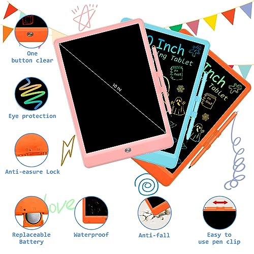 LCD Writing Tablet for Kids, 10 Inch Electronic Doodle Board Drawing Tablet, Erasable Reusable Colorful Drawing Pads, Educational and Learning Toy Gifts for 3 4 5 6 7 8 Years Old Girls Boys (Orange)