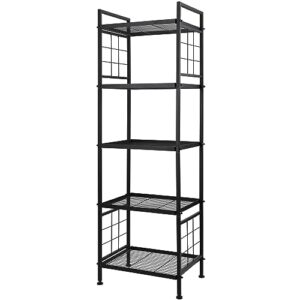 giotorent 5-wire standing storage shelf, metal shelving unit pantry rack for laundry kitchen bathroom organizer(black)