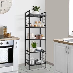 GIOTORENT 5-Wire Standing Storage Shelf, Metal Shelving Unit Pantry Rack for Laundry Kitchen Bathroom Organizer(Black)