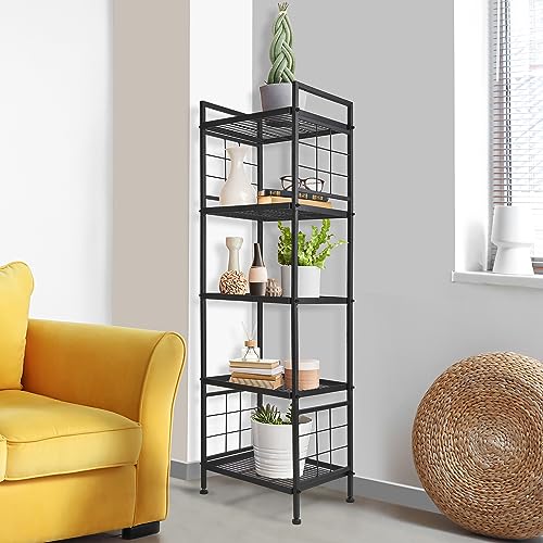 GIOTORENT 5-Wire Standing Storage Shelf, Metal Shelving Unit Pantry Rack for Laundry Kitchen Bathroom Organizer(Black)