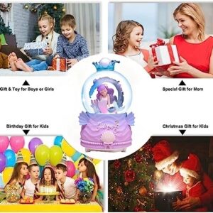 Snow Globe for Girls,100MM Mermaid Musical Snow Globes with Colorful Lights Automatic Snowflakes Christmas Birthday Gift for Age 5-12 Kids Granddaughter