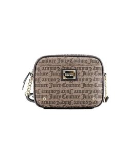 juicy couture double the love camera crossbody taupe one size