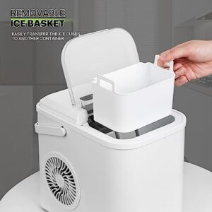 Magshion Compact Countertop Ice Maker, Portable Ice Machine with Handle, 8 Ice Cubes Ready in 8 Mins, 26lbs in 24Hrs, Ice Cube Maker with Ice Scoop for Home Kitchen Office Party RV, White