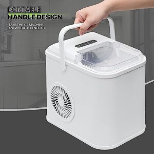 Magshion Compact Countertop Ice Maker, Portable Ice Machine with Handle, 8 Ice Cubes Ready in 8 Mins, 26lbs in 24Hrs, Ice Cube Maker with Ice Scoop for Home Kitchen Office Party RV, White