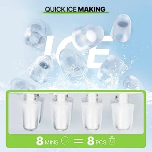 Magshion Compact Countertop Ice Maker, Portable Ice Machine with Handle, 8 Ice Cubes Ready in 8 Mins, 26lbs in 24Hrs, Ice Cube Maker with Ice Scoop for Home Kitchen Office Party RV, White