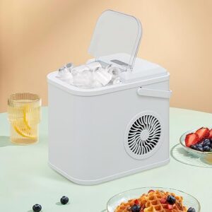 Magshion Compact Countertop Ice Maker, Portable Ice Machine with Handle, 8 Ice Cubes Ready in 8 Mins, 26lbs in 24Hrs, Ice Cube Maker with Ice Scoop for Home Kitchen Office Party RV, White