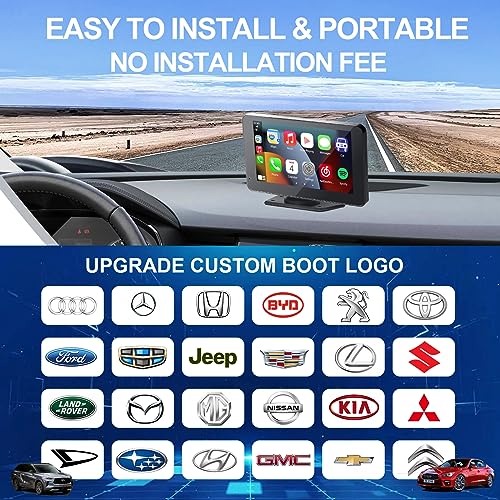 PASLDA Newest Wireless Portable Car Stereo with Apple Carplay/Android Auto/Mirror Link for Truck RV Vehicles, Dash Mount Touchscreen Multimedia Player Bluetooth & Backup Camera, Auto Connect