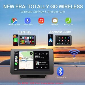 PASLDA Newest Wireless Portable Car Stereo with Apple Carplay/Android Auto/Mirror Link for Truck RV Vehicles, Dash Mount Touchscreen Multimedia Player Bluetooth & Backup Camera, Auto Connect