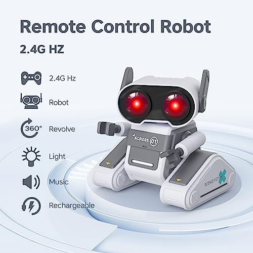 DoDoMagxanadu Robot Toys, Remote Control Robot Toy for Kids, RC Robots for Kids with LED Eyes and Music, Gift for Boys and Girls Ages 3+ Years (White)