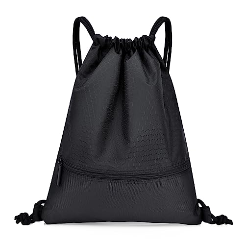 Bealuffe Drawstring Backpack Sackpack String Bag Sports Gym Bag with Zip Pocket for Men Women