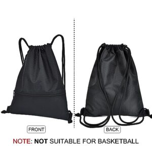 Bealuffe Drawstring Backpack Sackpack String Bag Sports Gym Bag with Zip Pocket for Men Women