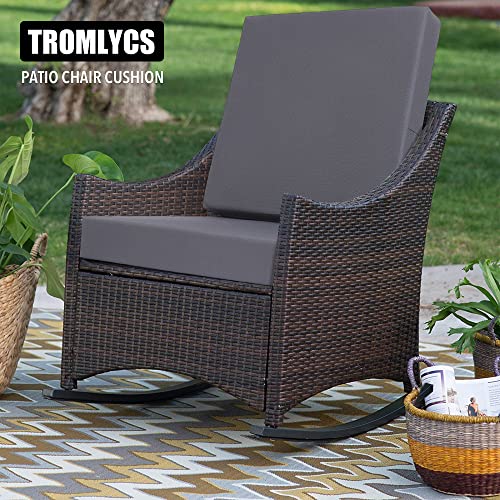 Tromlycs Outdoor Cushions for Patio Furniture Chair Cushions Set of 2 Seat 22x22 Inch Outside Waterproof with Ties Square Dark Grey