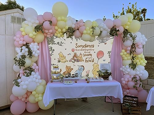 Classic Bear Backdrop Cartoon Animal Honey Bear Forest Friends 1st Birthday Photography Background Banner Boy Girls Newborn Baby Shower Party Decorations Supplies (8x6ft)