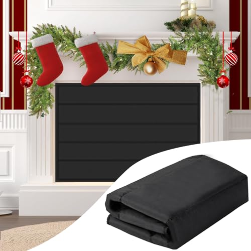 Fireplace Cover, Magnetic Fireplace Blocker Blanket Stops Heat Loss, Indoor Fireplace Draft Stopper Save Energy, Magnetic Fireplace Draft Cover for Iron Fireplace Frame(46" W x 35" H)