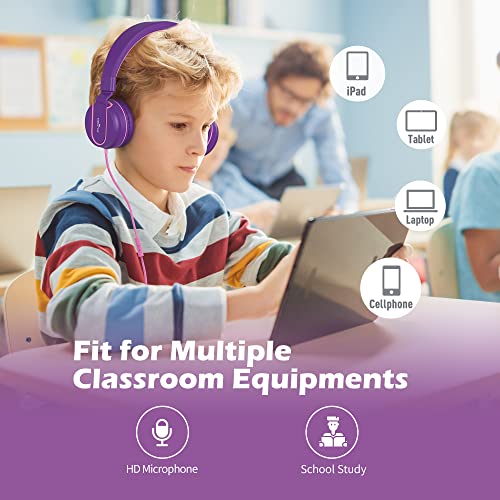 AILIHEN C8 Wired Headphones with Microphone and Volume Control & AILIHEN I35 Kid Headphones Volume Limited 93dB for School Online Course Chromebook Cellphones Tablets