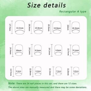 Square Press on Nails Short Cute White and Black French Tip Nails Acrylic False Nails with White and Black Edge Designs Artificial Fake Nails Reusable Glue on Nails for Women and Girls