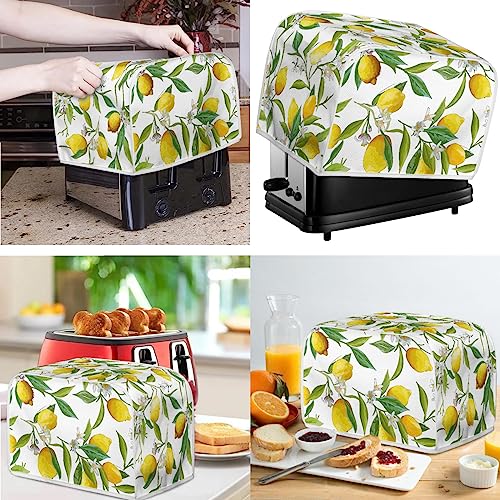 Jiueut Lemon Print Toaster Cover 4 Slice Bread Toaster and Blender Dustproof Cover, Waterproof Stand Mixer Protectors Universal for Food Processors, Kitchen Appliance Anti Fingerprint Protection