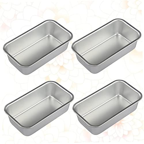 Hemoton 4pcs French Toast Toaster Oven Tray Mini Cake Molds Bread Pan with Lid Baking Pans Cake Tin Kitchen Supplies Household Baking Plate Self Made Small Bread Cake Mold Brownie Silver