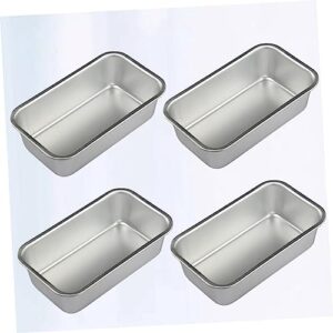 Hemoton 4pcs French Toast Toaster Oven Tray Mini Cake Molds Bread Pan with Lid Baking Pans Cake Tin Kitchen Supplies Household Baking Plate Self Made Small Bread Cake Mold Brownie Silver