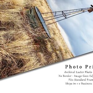 Country Photography Print (Not Framed) Vertical Picture of Old Windmill and Water Tank in Prairie Grass in Oklahoma Farm Wall Art Farmhouse Decor (5" x 7")