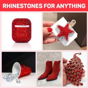 11000Pcs Red Rhinestones with b7000 Glue for Crafts Clothes Nails Clothing Fabric Tumblers, Red Flat Back Rhinestones Gems 2-5mm, Rinestones Gemstones Flatback for Shoes,Diamonds Badazzle Kit for Kids