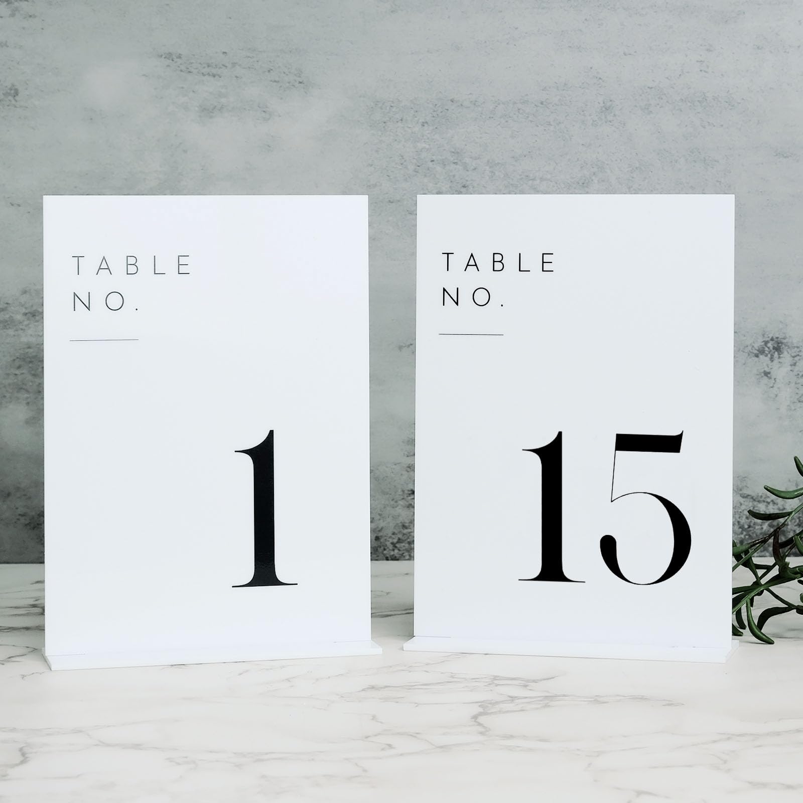 JINMURY Acrylic Wedding Table Numbers 1-15 with Stands, 15 Pack 5"x7" Acrylic Table Number Signs and Holders White Acrylic Table Numbers for Wedding Reception, Party, Anniversary, Event