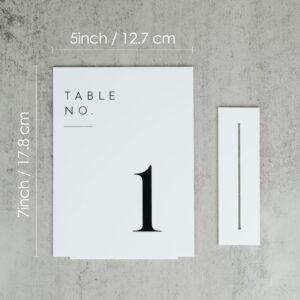 JINMURY Acrylic Wedding Table Numbers 1-15 with Stands, 15 Pack 5"x7" Acrylic Table Number Signs and Holders White Acrylic Table Numbers for Wedding Reception, Party, Anniversary, Event