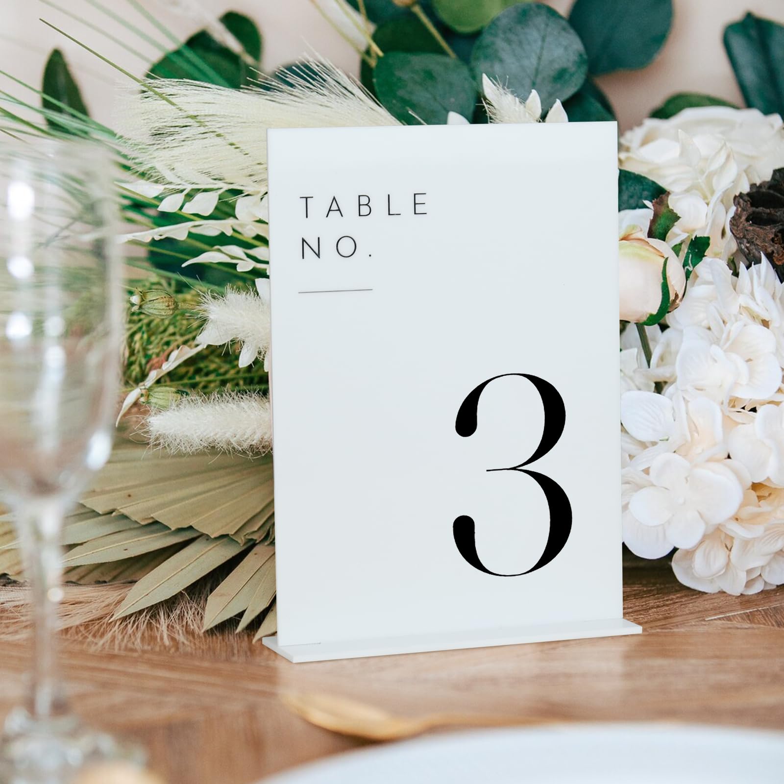 JINMURY Acrylic Wedding Table Numbers 1-15 with Stands, 15 Pack 5"x7" Acrylic Table Number Signs and Holders White Acrylic Table Numbers for Wedding Reception, Party, Anniversary, Event