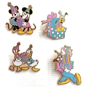 Loungefly Mickey Mouse and Friends Birthday Celebration 4pc Pin Set