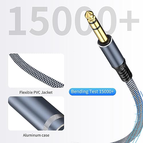 GOSYSONG 1/4 inch Extension Cable 20ft, 1/4" inch Male to Female Stereo Headphone Guitar Extension Cable, Quarter inch Headphone Extension Cable