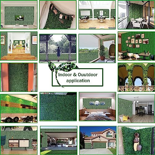 ODTORY Artificial Grass Wall Backdrop Panels,10 X 10 in 12P(8.4 sqft) UV-Anti Greenery Boxwood Panels for Indoor Outdoor Green Wall Decor & Ivy Fence Covering Privacy