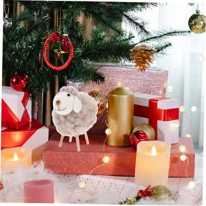 VOSAREA Little Sheep Ornament Office Desk Decor Christmas Tree Ornaments Christmas Ornament Xmas Table Centerpiece Desk Christmas Decor Stand Lamb Plush Wool Felt Sheep Doll Christmas