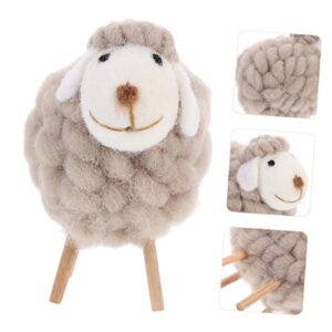 VOSAREA Little Sheep Ornament Office Desk Decor Christmas Tree Ornaments Christmas Ornament Xmas Table Centerpiece Desk Christmas Decor Stand Lamb Plush Wool Felt Sheep Doll Christmas