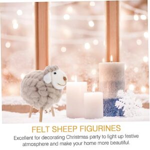 VOSAREA Little Sheep Ornament Office Desk Decor Christmas Tree Ornaments Christmas Ornament Xmas Table Centerpiece Desk Christmas Decor Stand Lamb Plush Wool Felt Sheep Doll Christmas