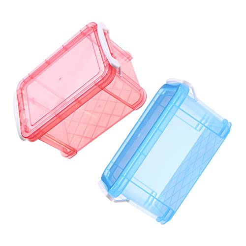 Cabilock Red Storage Bins with Lids 2pcs Boxes Storage Box Plastic Container Plastic Box Stuffed Animals for Kids Storage Bins with Lids for Animal Storage Organizing Box