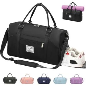 dec-mec gym bag for women, sports duffle bag with yoga mat holder, carry on weekender overnight bag with shoe compartment & wet pocket, duffel bag for travel tote bag yoga hospital