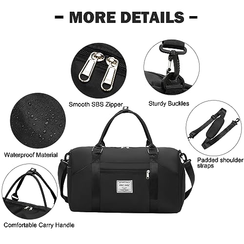 Dec-Mec Gym Bag for Women, Sports Duffle Bag with Yoga Mat Holder, Carry On Weekender Overnight Bag with Shoe Compartment & Wet Pocket, Duffel Bag for Travel Tote Bag Yoga Hospital