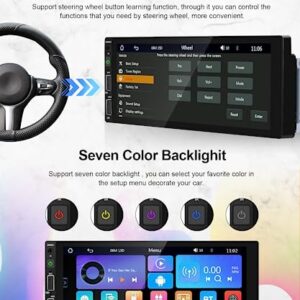 Single Din Touchscreen Car Stereo with Wireless Apple CarPlay, Rimoody 6.86" 1 Din Car Radio with with Android Auto Bluetooth FM Radio EQ Mirror Link Car mp5 Player TF/USB Rear View Camera